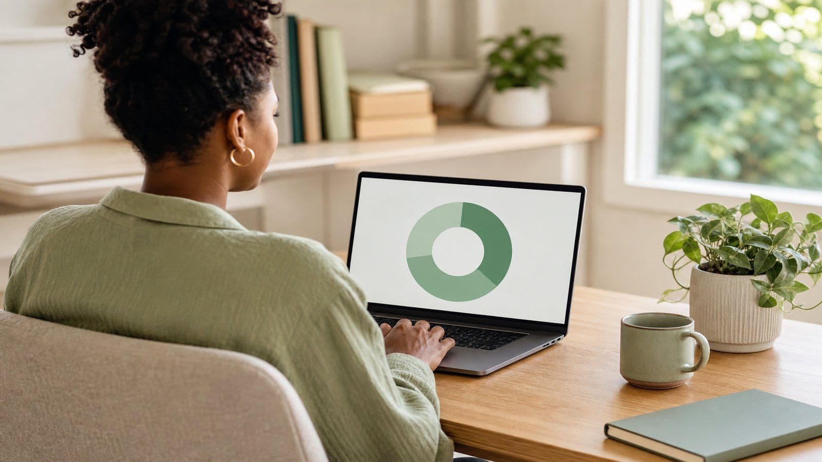 A small-business owner catches up on her monthly books at home after switching to an outsourced bookkeeper