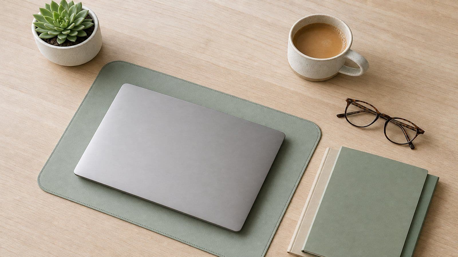A small-business owner's tidy desk set up to review the month's numbers