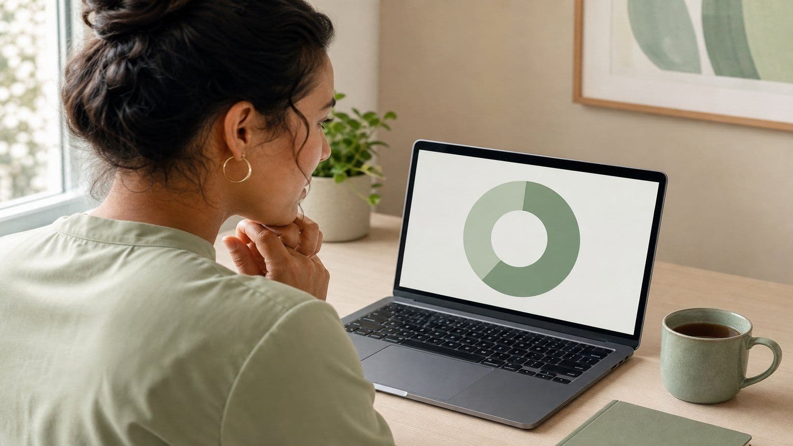 A small-business owner reviews her monthly numbers before closing the books