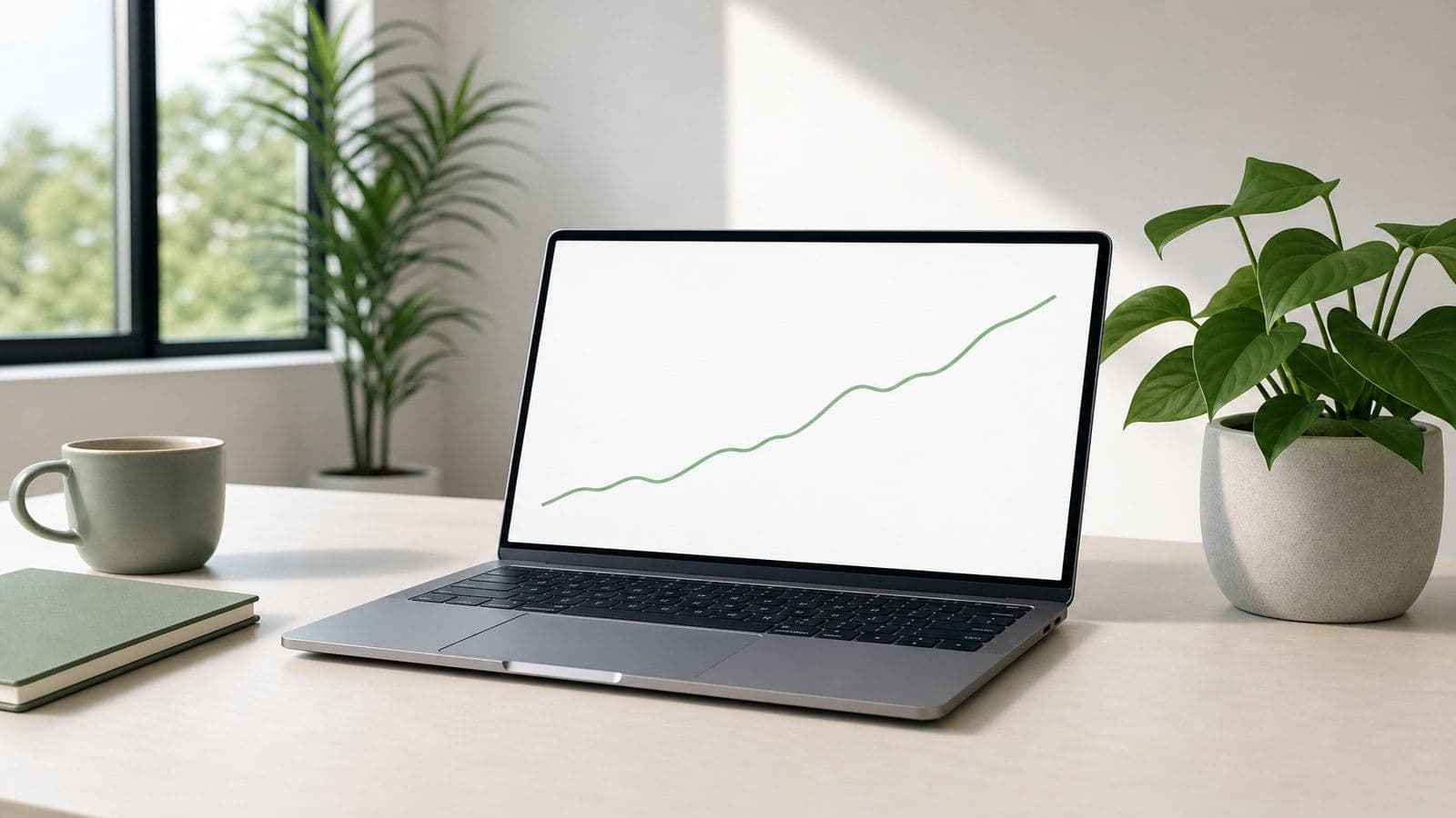 A steady climb in retained earnings shown as a simple upward line