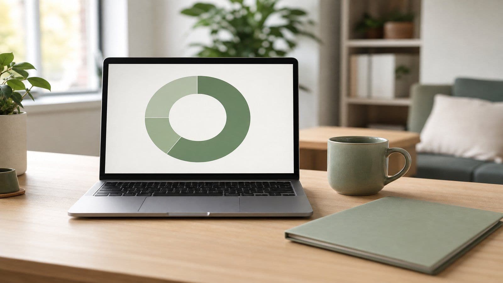 A common-size percentage view of a small-business income statement on a laptop