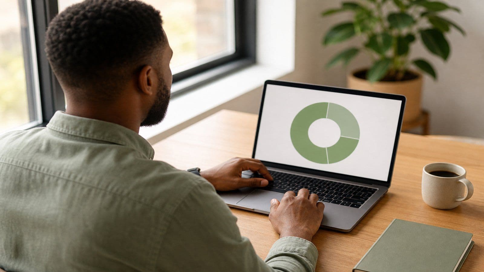 A small-business owner reviews a clean summary of his numbers before sharing them with a lender
