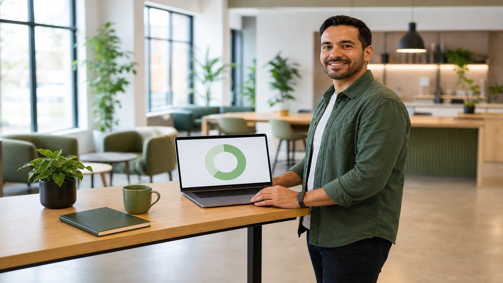 Checking the business's financial position mid-week in a shared workspace